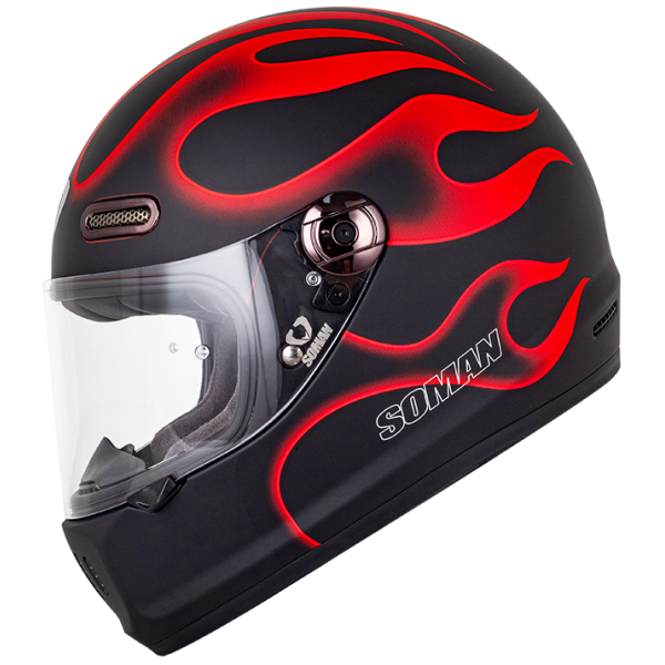 H9 matte black red flame